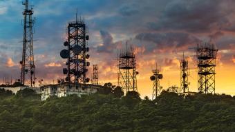 telecomm towers sunset