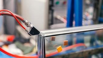 glass window manufacturing close up