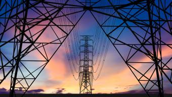 telecommunication tower with sunset