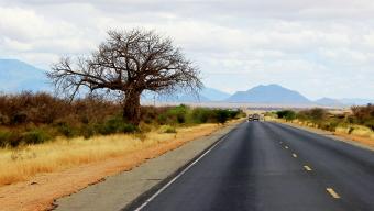 African road from Mombasa to Nairobi, kenya