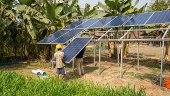 Solar Panel Installation Work on Field