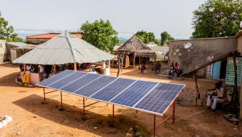 Solar panels in the health care center of Dindefelo, a remote village in Senegal where more than 10,000 people live without electricity or drinking water.