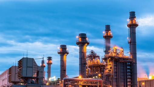 power plant lit up
