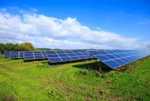bright blue sky solar panels